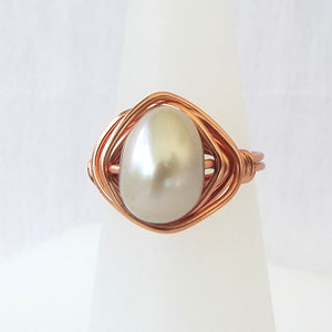 Ring, Size 3.5 - Freshwater Pearl & Copper