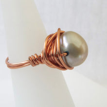 Load image into Gallery viewer, Ring, Size 3.5 - Freshwater Pearl &amp; Copper