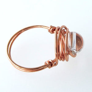 Ring, Size 4.75 - Clear Quartz & Copper