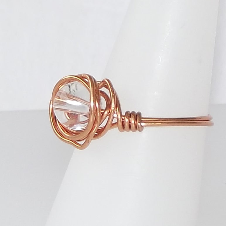 Ring, Size 8.5 - Clear Quartz & Copper