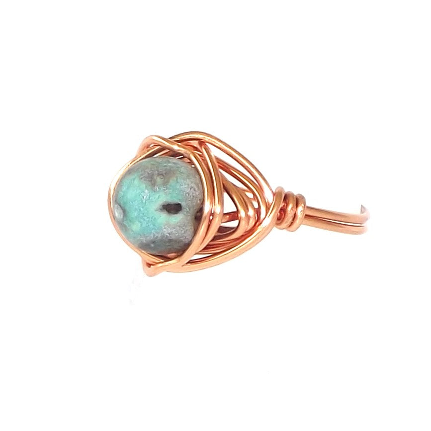 Ring, Size 5.5 - Agate & Copper