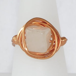 White Quartz & Copper Ring - size 5.75