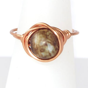Ring, Size 5.75 - Agate & Copper