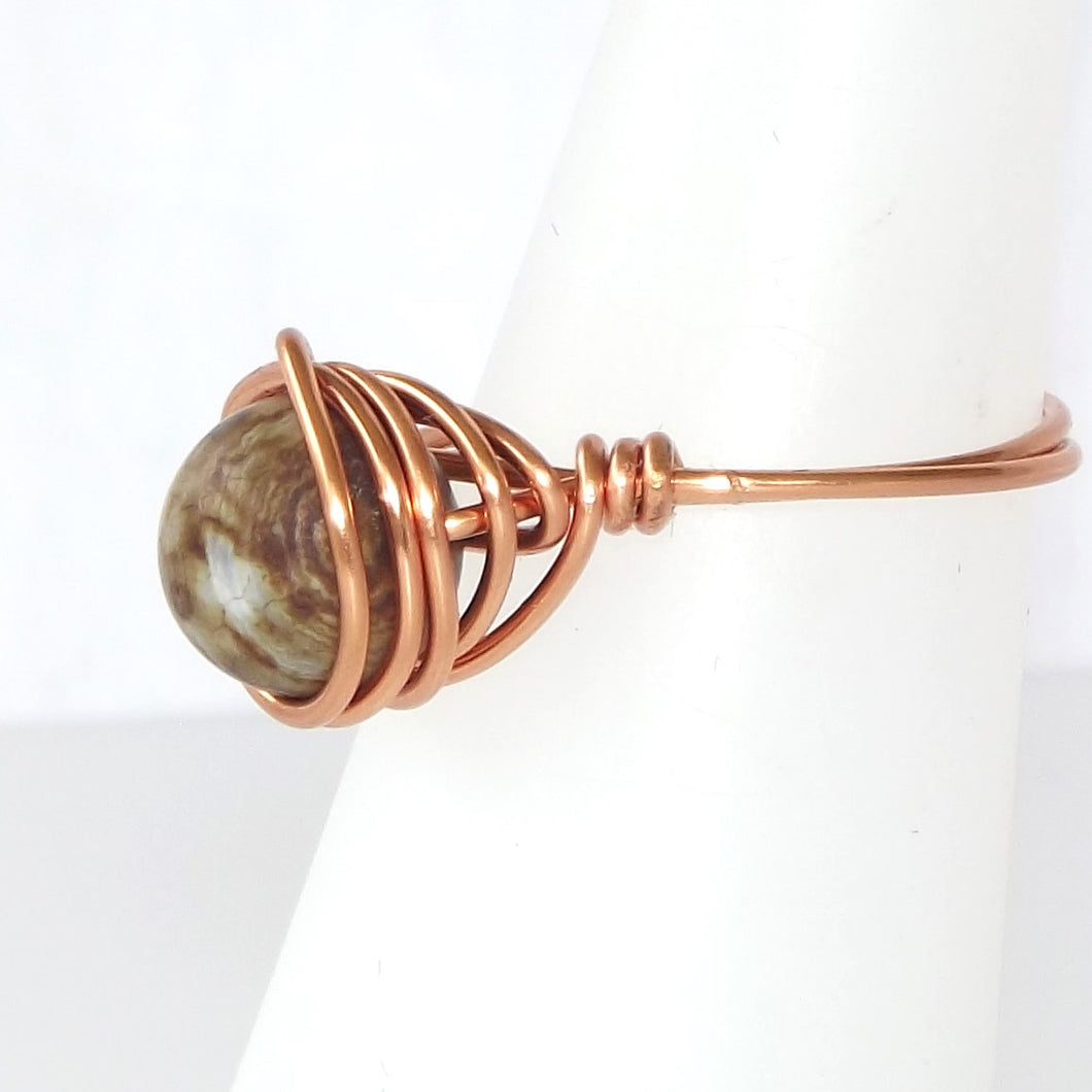 Ring, Size 5.75 - Agate & Copper