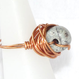 Stone & Copper Ring - size 5
