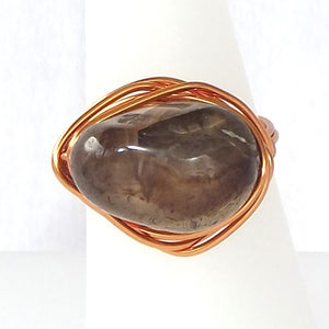 Ring, Size 6.5 - Smoky Quartz & Copper