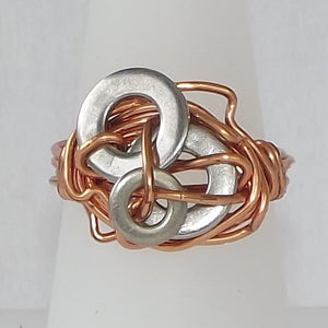 Stainless Steel & Copper Ring - size 6.5