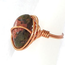 Load image into Gallery viewer, Unakite &amp; Copper Ring - size 6