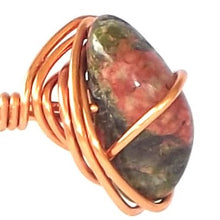 Load image into Gallery viewer, Unakite &amp; Copper Ring - size 6