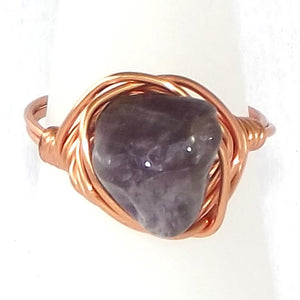 Ring, Size 6.5 - Amethyst & Copper Ring - size 6.5