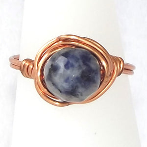 Sodalite & Copper Ring - size 6.75