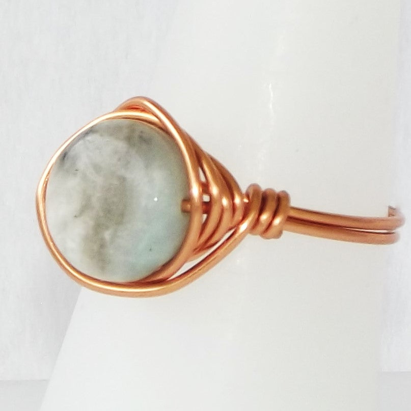 Ring, Size 7.5 - Amazonite & Copper