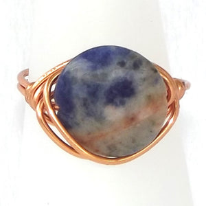Sodalite & Copper Ring - size 6
