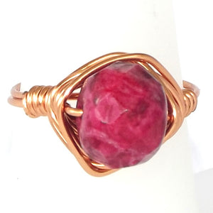 Ring, Size 7.75 - Red Jade & Copper