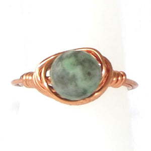 Ring, Size 7 - Moss Agate & Copper