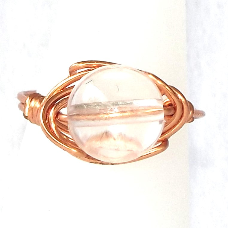 Ring, Size 7 - Clear Quartz & Copper