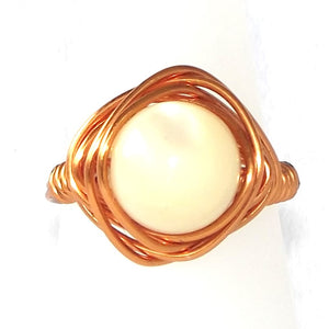 Ring, Size 6.75 - Mother of Pearl & Copper