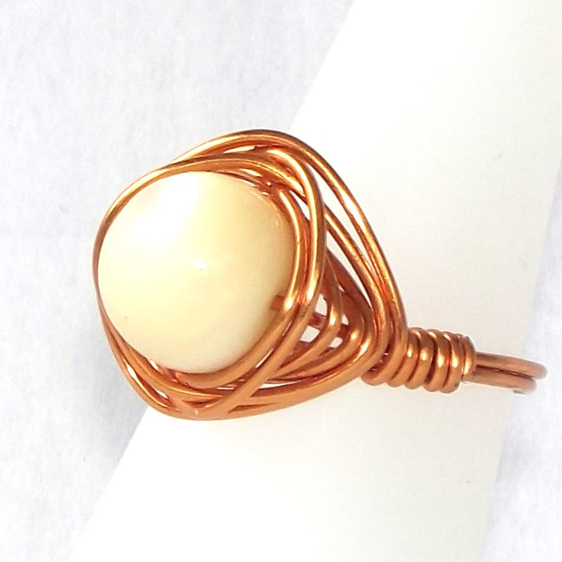 Ring, Size 6.75 - Mother of Pearl & Copper