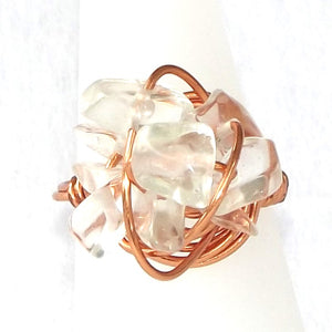 Ring, Size 6.75 - Clear Quartz & Copper