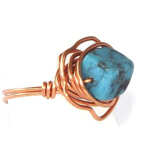 Turquoise & Copper Ring - size 7