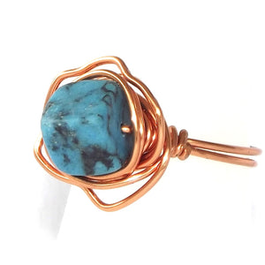 Turquoise & Copper Ring - size 7