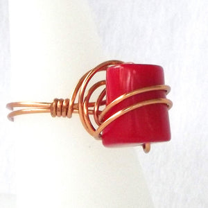 Ring, Size 8.25 - Bamboo Coral & Copper