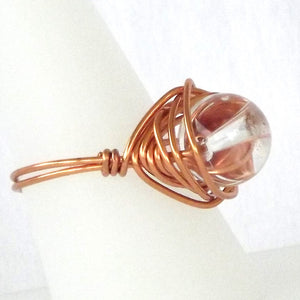 Ring, Size 8.75 - Clear Quartz & Copper