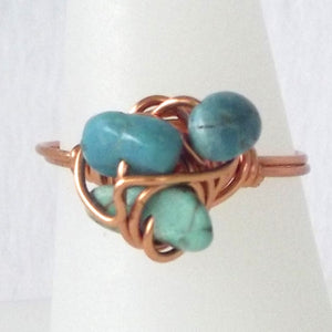 Turquoise & Copper Ring - size 8.5