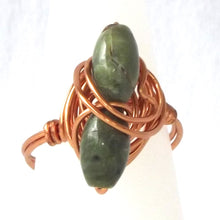 Load image into Gallery viewer, Unakite &amp; Copper Ring - size 8