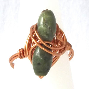 Unakite & Copper Ring - size 8