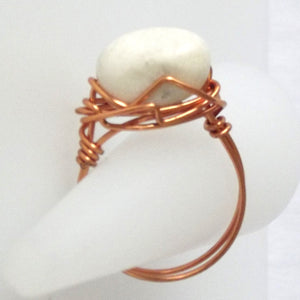 Stone & Copper Ring - size 9.5