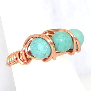 Ring, Size 4 - Turquoise & Copper