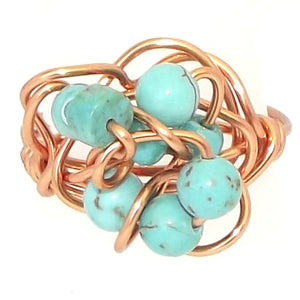 Turquoise & Copper Ring - size 6.75