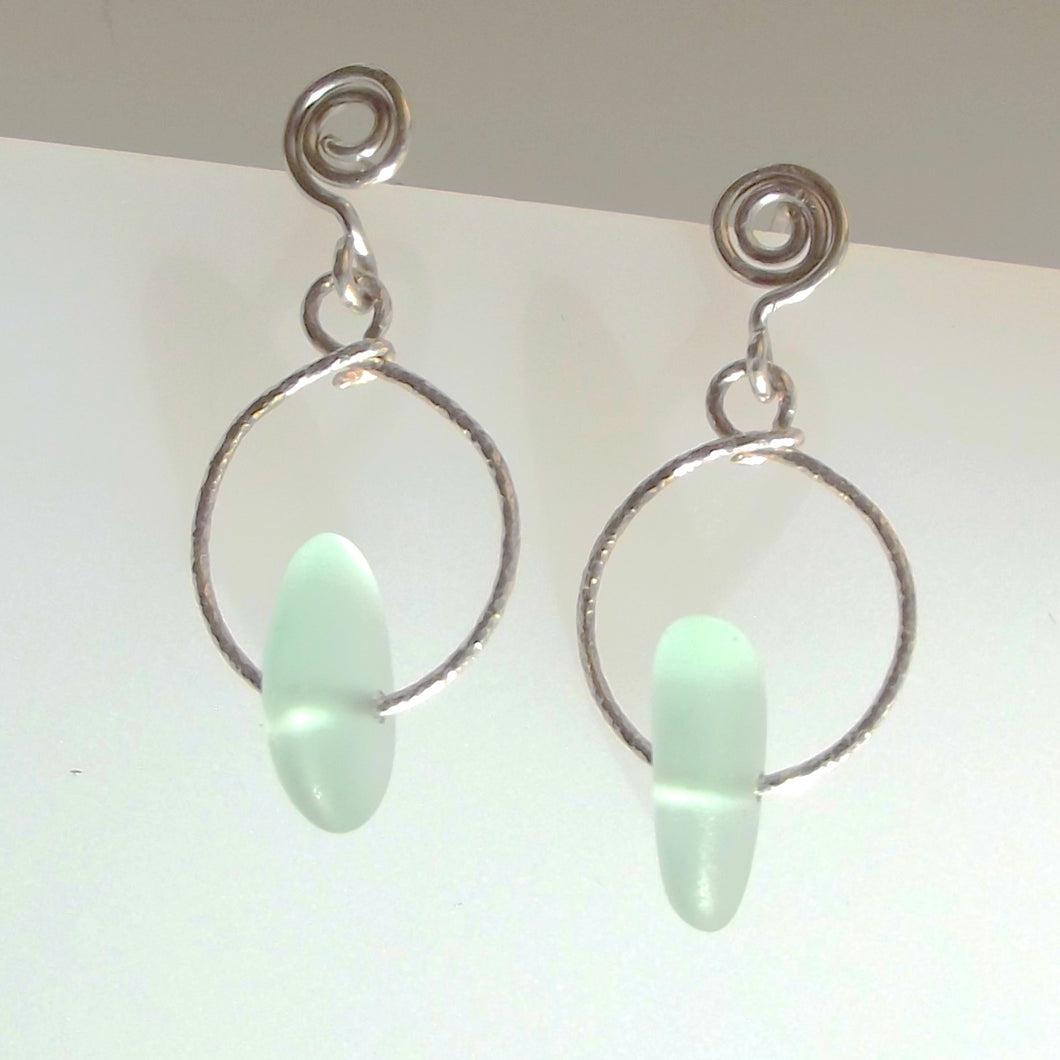 Aqua Sea Glass Earrings