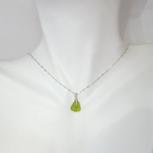 Tiny Olive Seaglass Necklace