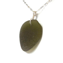Load image into Gallery viewer, Deep Olive Seaglass Necklace