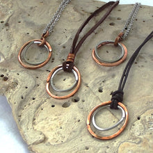 Load image into Gallery viewer, Copper &#39;n Stainless Steel Hammered Ovals Necklace