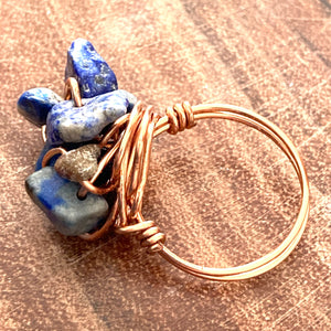Sodalite & Copper Ring - size 6.25