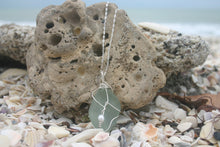 Load image into Gallery viewer, Large Aqua Sea Glass Sterling Silver Necklace