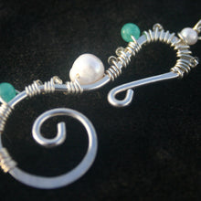 Load image into Gallery viewer, Sterling Silver Seahorse - Pearl and Aqua Apatite (Large)