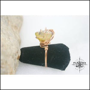 Copper & Amber Handmade Ring - Jewelry Hand Made