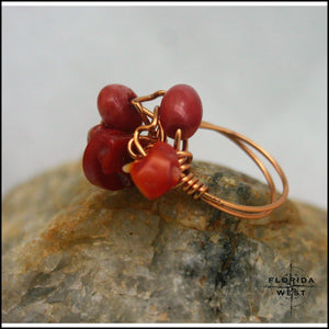 Copper & Bamboo Coral Handmade Ring - Jewelry Hand Made